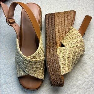 Paolo Tan and Cream Woven Wedges